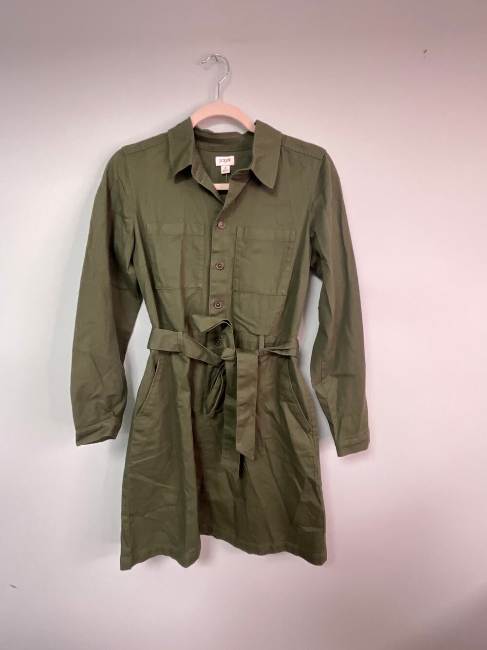 NWT! J.Crew Utility Mini Dress - Army Green - Size 4